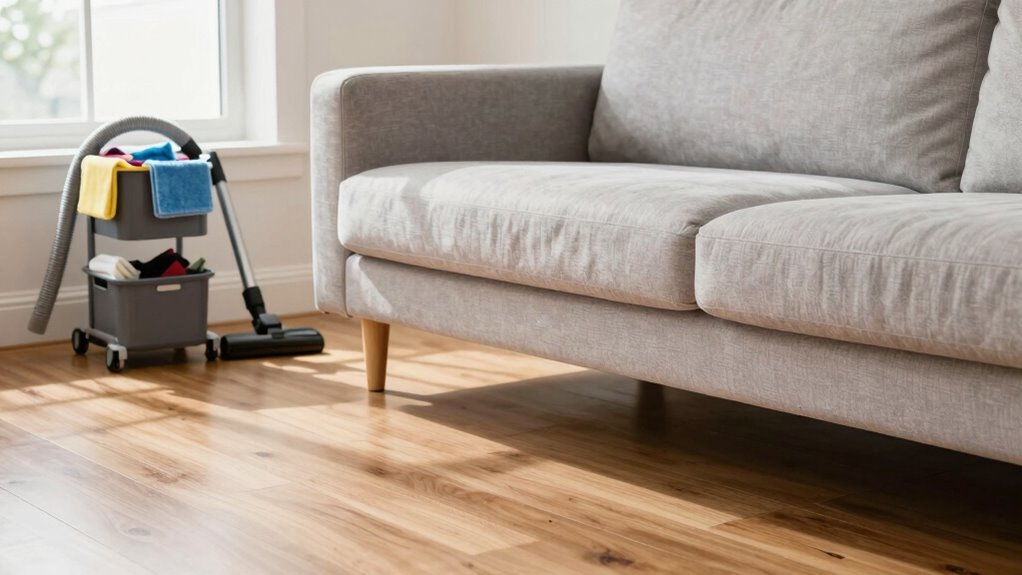 careful furniture maneuvering and cleaning