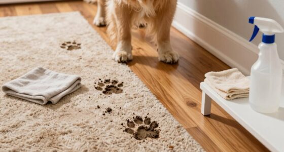 clean paws carefully indoors