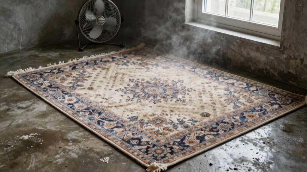 keep rugs dry and ventilated