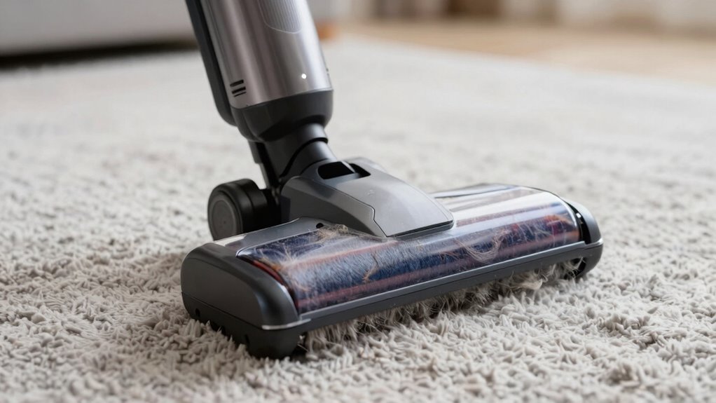 lift carpet to remove debris