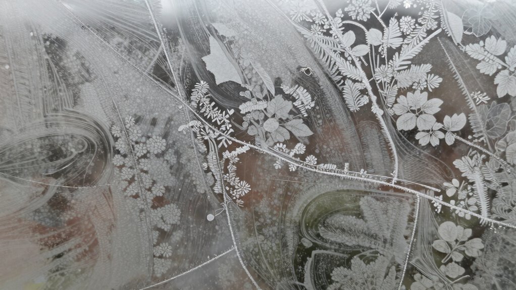 minerals crystallize on surfaces