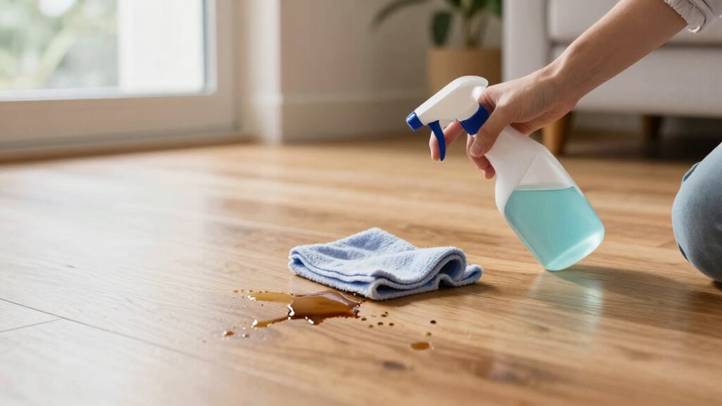 promptly blot and treat stains