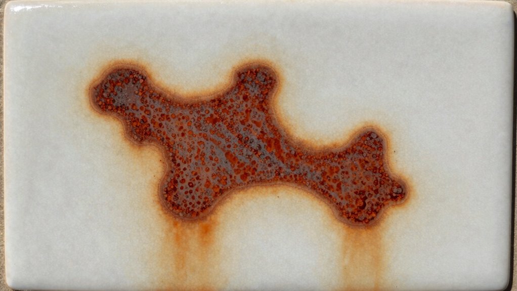 rust causes tile discoloration