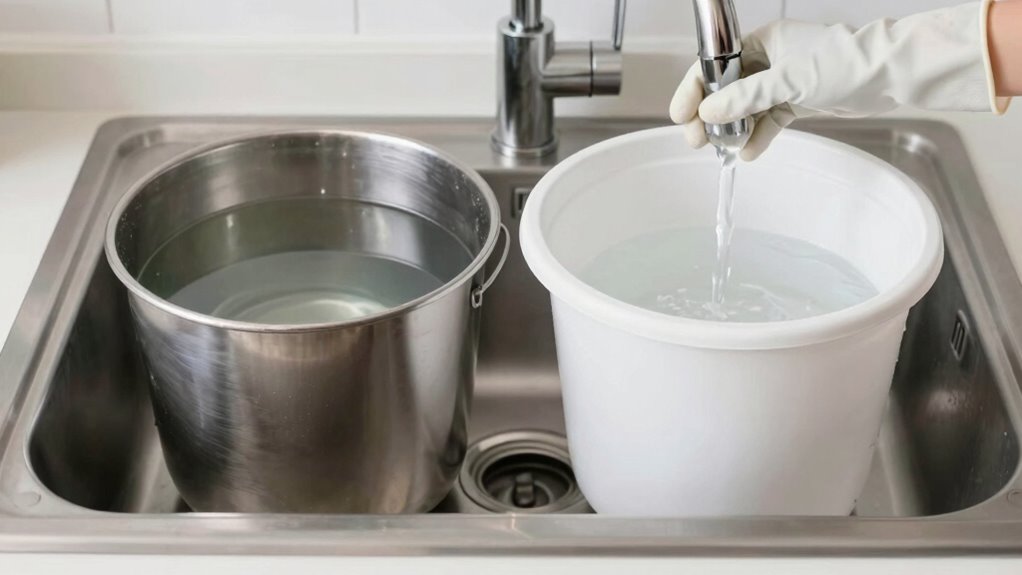 separate water buckets prevent contamination