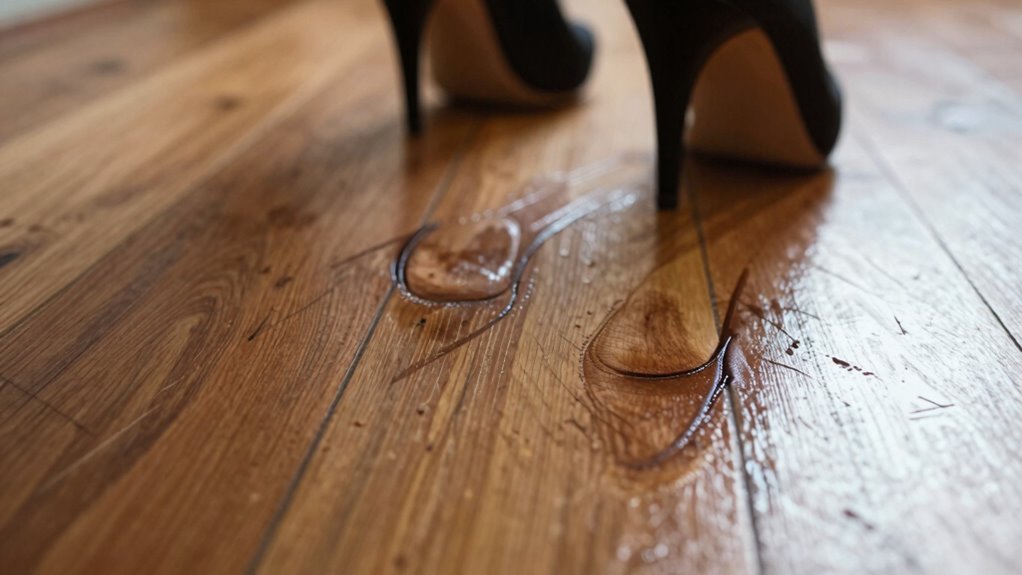 shoe scuffs and furniture dents