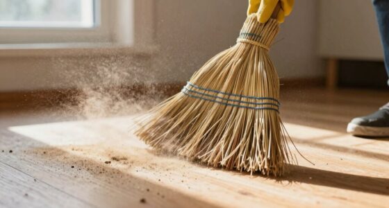 sweeping disperses dust particles