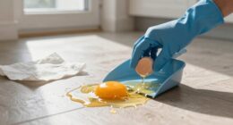 carefully contain egg mess