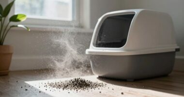 cat litter dust disperses widely