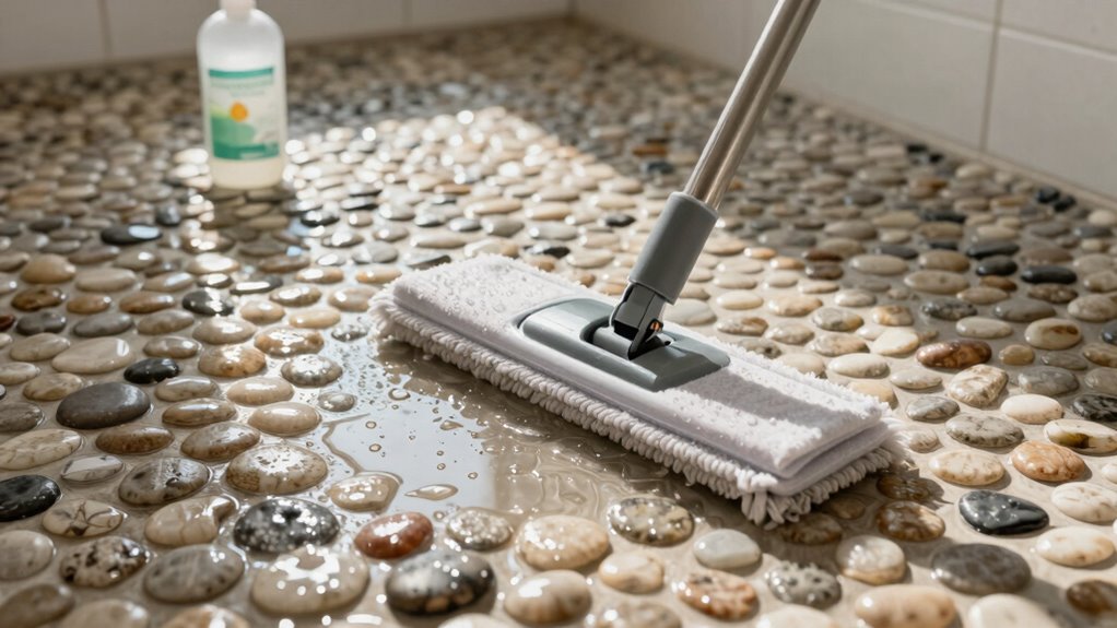 effortless pebble tile cleaning