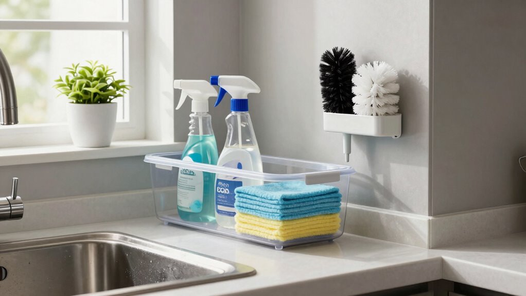 organized cleaning supplies caddy