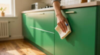 The Most Stunning Green Cabinets Gave A Dated Kitchen A Mid-Century Makeover