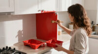 This Renter Gave Her Tiny, Bland Kitchen a Bold Red Makeover
