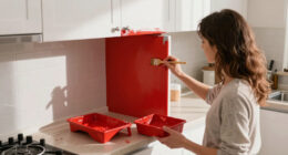 This Renter Gave Her Tiny, Bland Kitchen a Bold Red Makeover