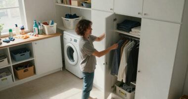 A Laundry Room Was An Eyesore Until IKEA Cabinets Gave It An Organized Redo