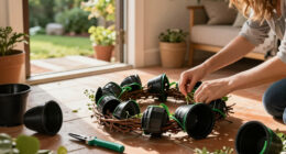 Don't Toss Your Plastic Nursery Pots: Use Them For This Cute DIY Wreath Idea