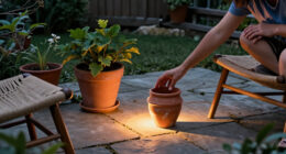 Not Traditional String Lights: Brighten A Patio With The Help Of Old Terracotta Pots