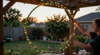 Say Goodbye To Pricey Outdoor Lights — Use A Hula Hoop To Brighten Your Yard