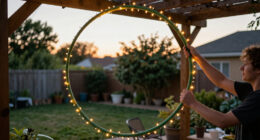 Say Goodbye To Pricey Outdoor Lights — Use A Hula Hoop To Brighten Your Yard