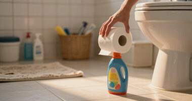 Woman Turns An Empty Detergent Bottle Into A Cute Spot To Store Toilet Paper
